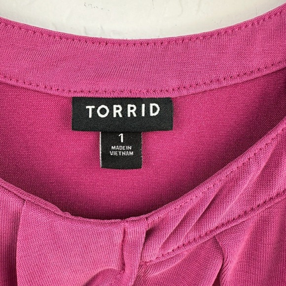 Torrid Top Womens Blouse 1 Plus Pink Halter Neck Sleeveless Pullover Oversized - Picture 6 of 8